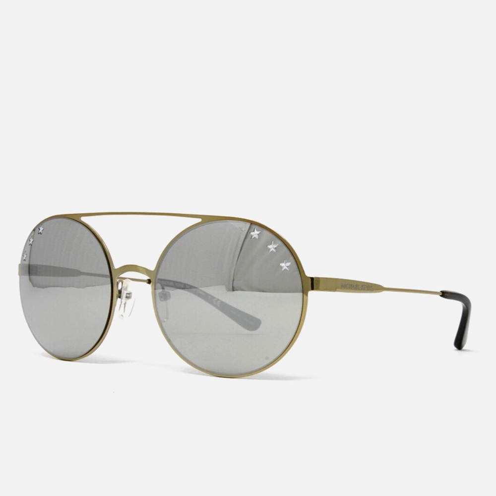 NEW Michael Kors Sunglasses Women's Metal Round Pale Gold 55mm MK1027-11936G